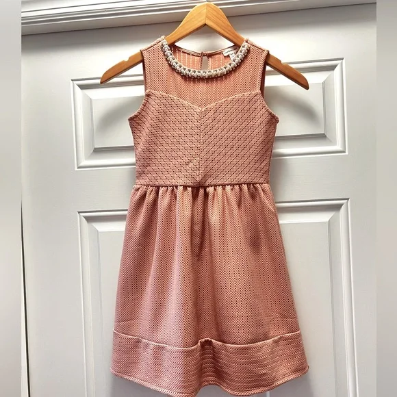 monteau pink dress Monteau Dresses | Nwt Monteau Mauve Pink Swiss Dot Ruffled Neck Dress Size M | Color: Pink | Size: M